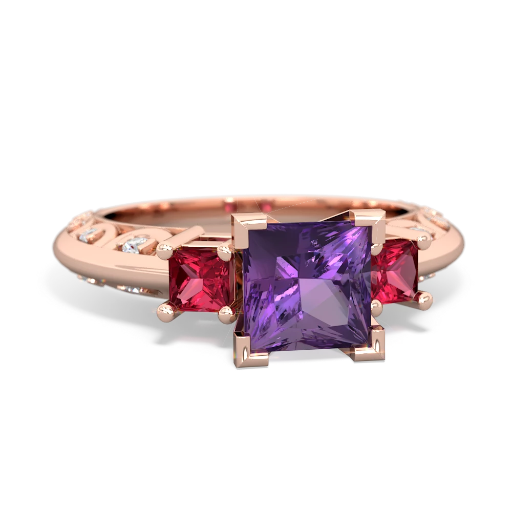 Amethyst Eternal Embrace Engagement 14K Rose Gold ring C2001