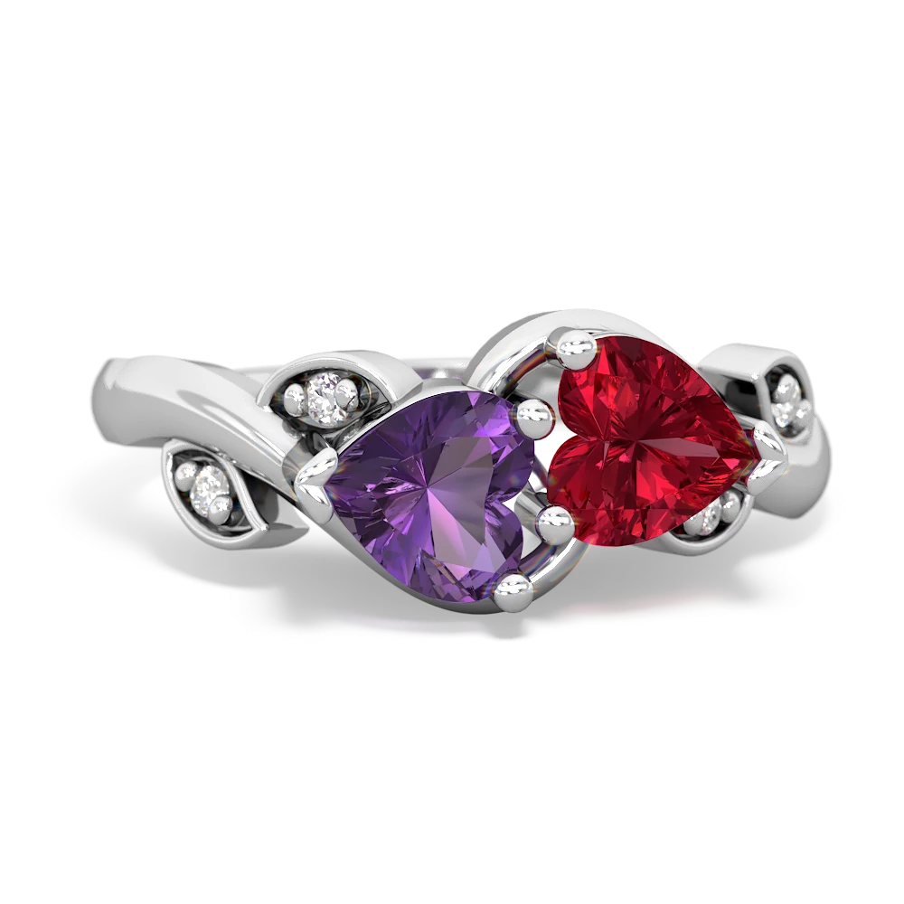 Amethyst Floral Elegance 14K White Gold ring R5790