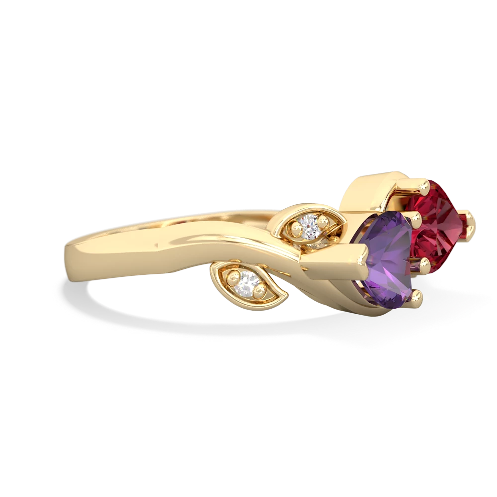 Amethyst Floral Elegance 14K Yellow Gold ring R5790