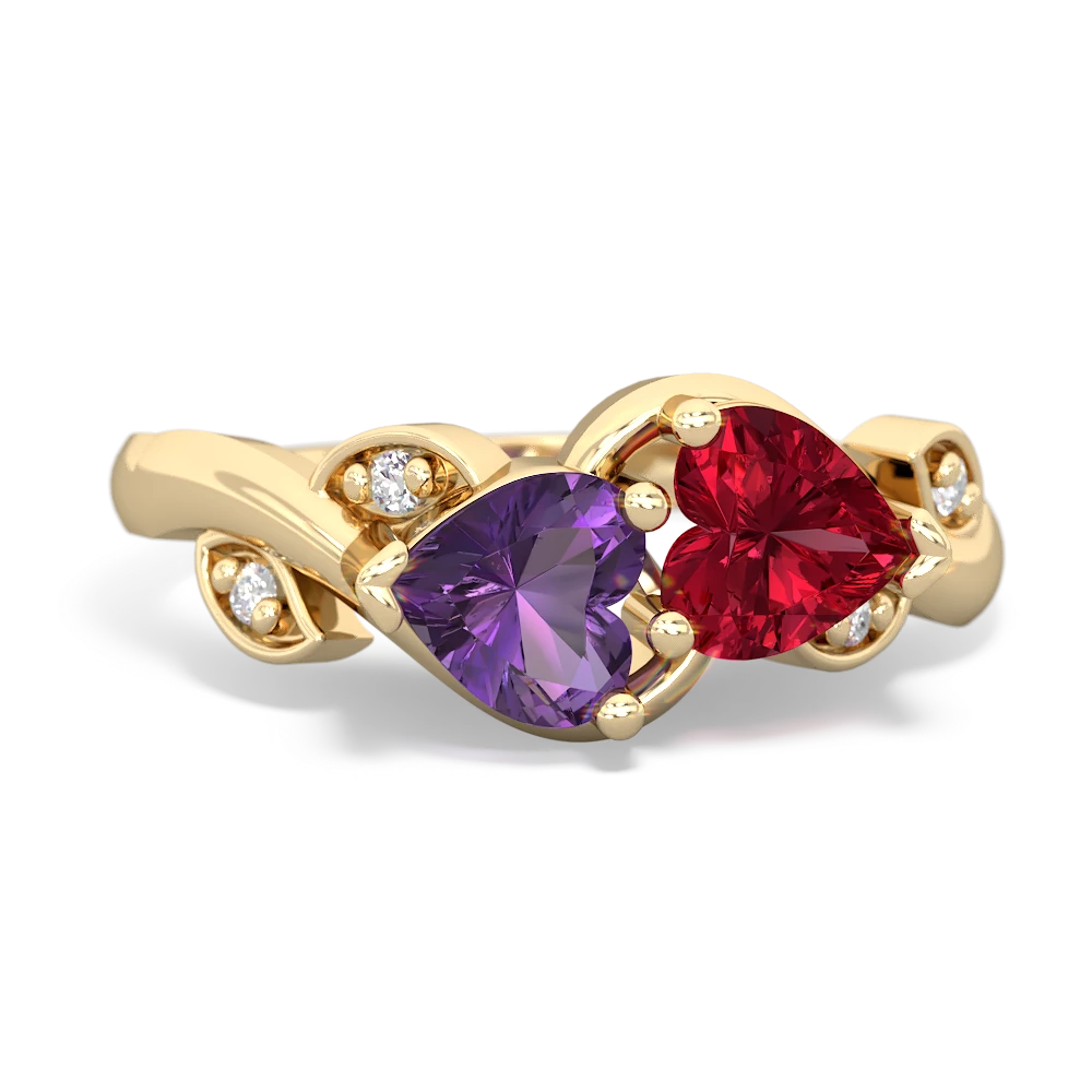 Amethyst Floral Elegance 14K Yellow Gold ring R5790