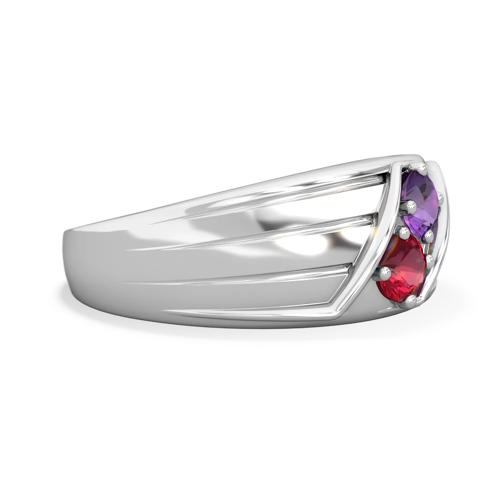 Amethyst Men's Streamline 14K White Gold ring R0460