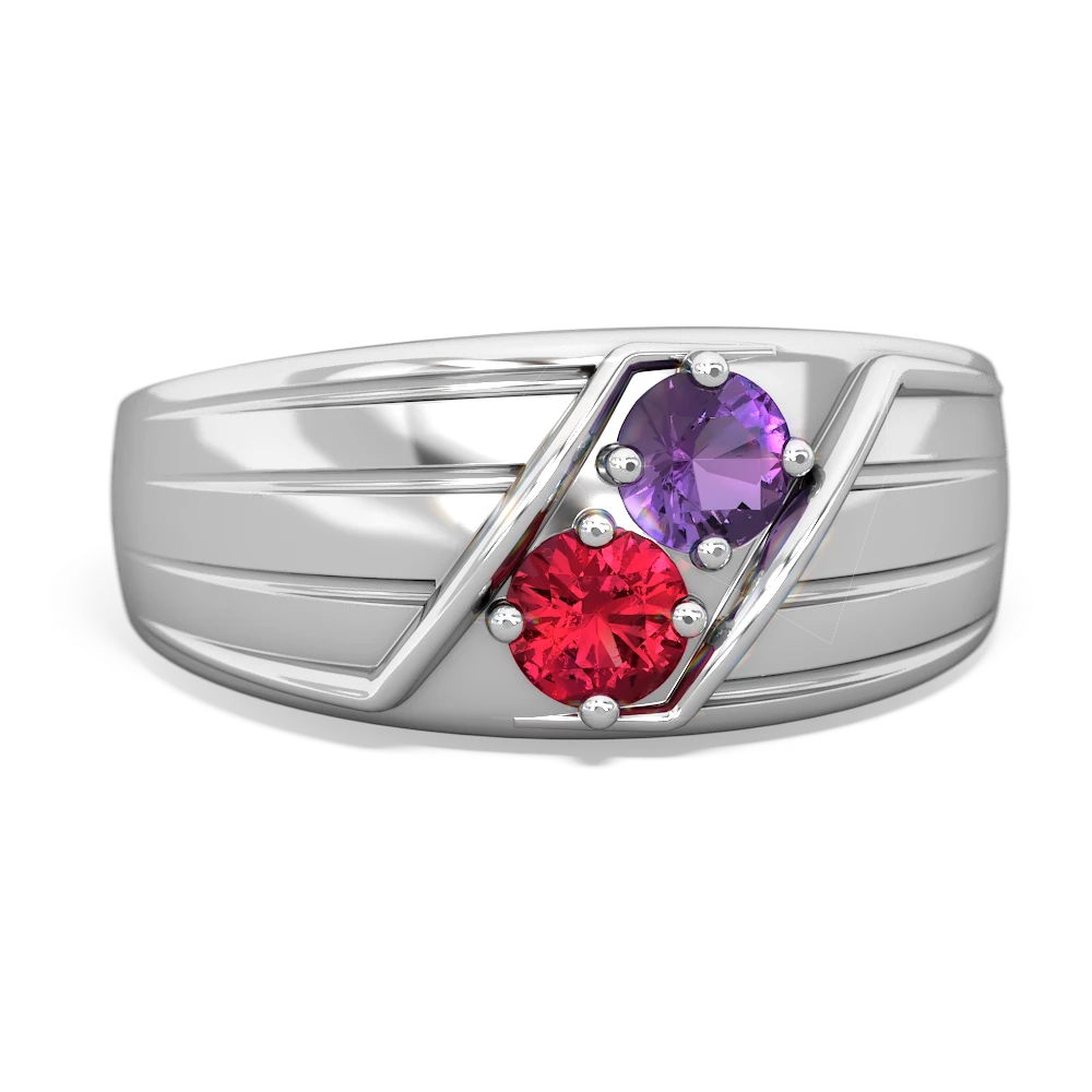 Amethyst Men's Streamline 14K White Gold ring R0460