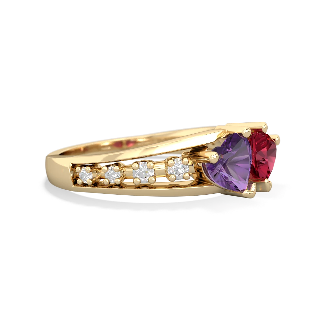 Amethyst Heart To Heart 14K Yellow Gold ring R3342