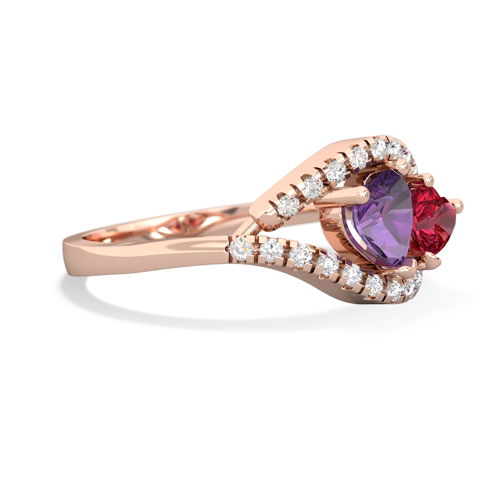 Amethyst Mother And Child 14K Rose Gold ring R3010