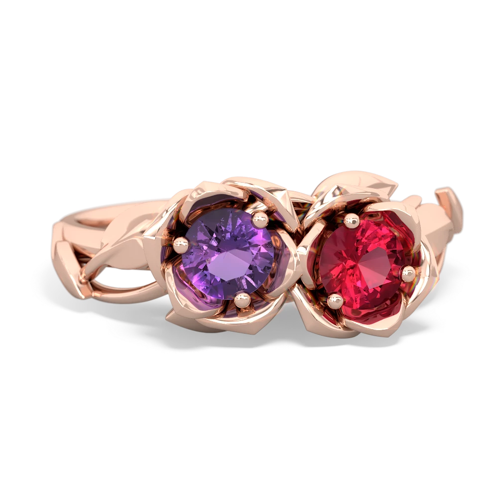 Amethyst Rose Garden 14K Rose Gold ring R5510