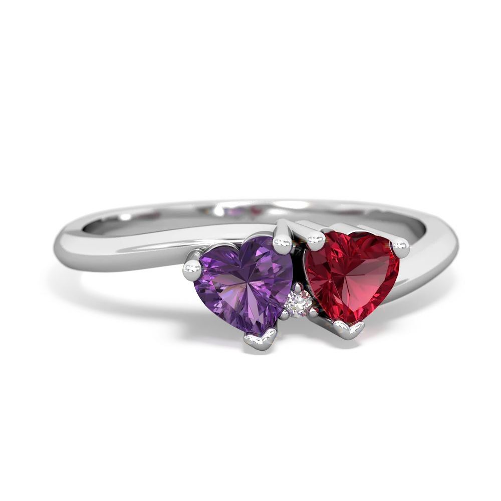 Amethyst Sweethearts 14K White Gold ring R5260