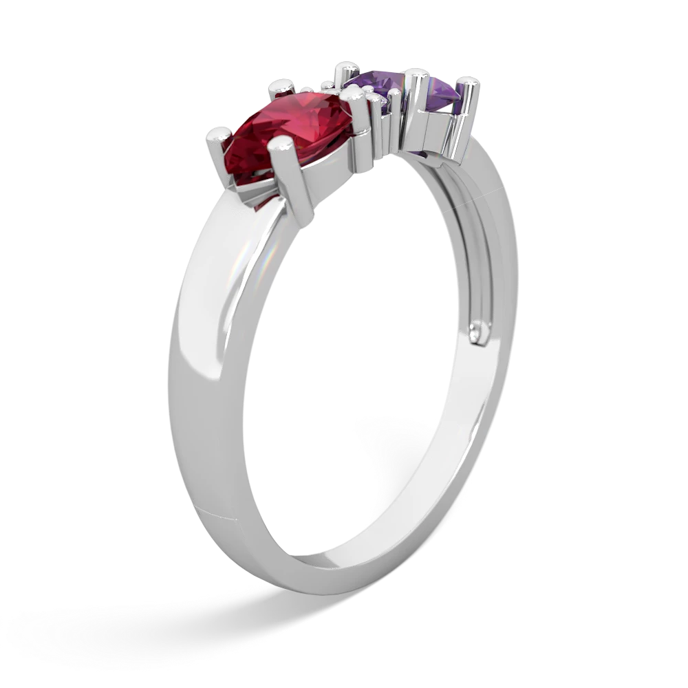 Amethyst Pear Bowtie 14K White Gold ring R0865