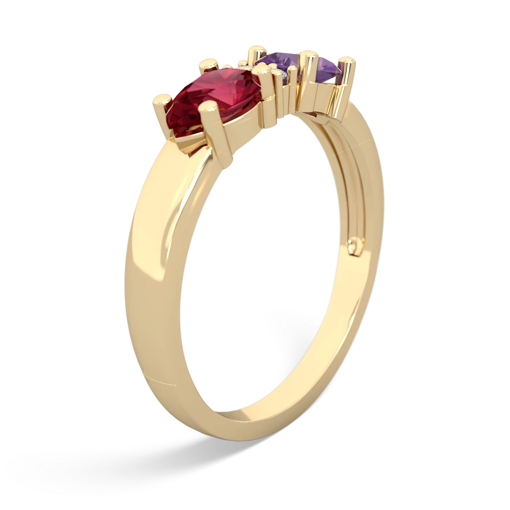 Amethyst Pear Bowtie 14K Yellow Gold ring R0865