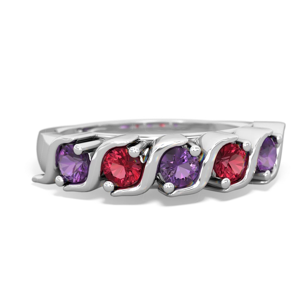 Amethyst Anniversary Band 14K White Gold ring R2089