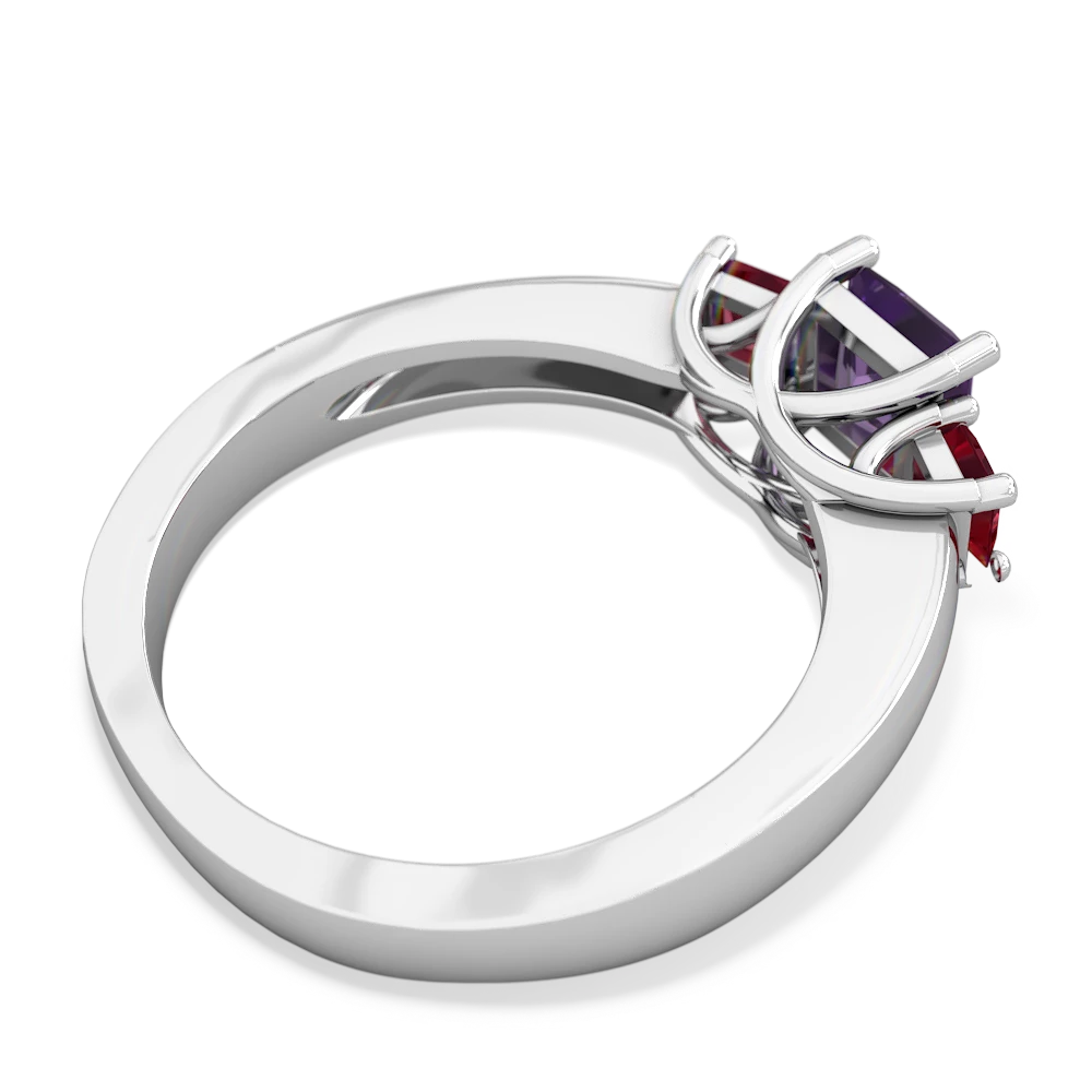 Amethyst Three Stone Trellis 14K White Gold ring R4015