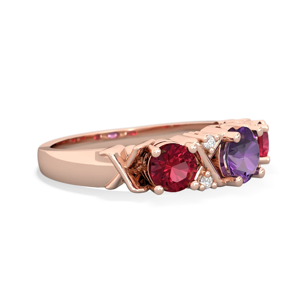 Amethyst Hugs And Kisses 14K Rose Gold ring R5016