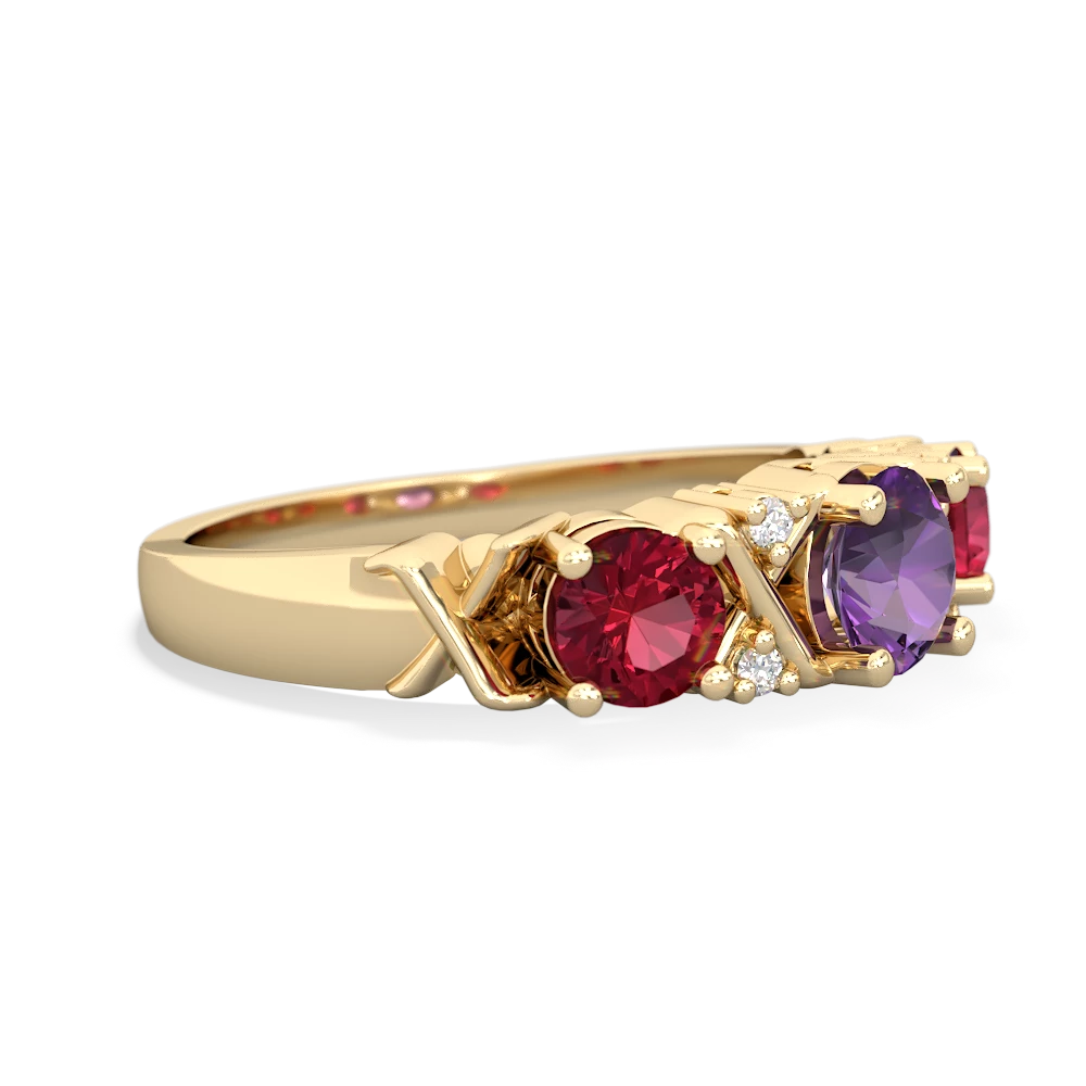 Amethyst Hugs And Kisses 14K Yellow Gold ring R5016