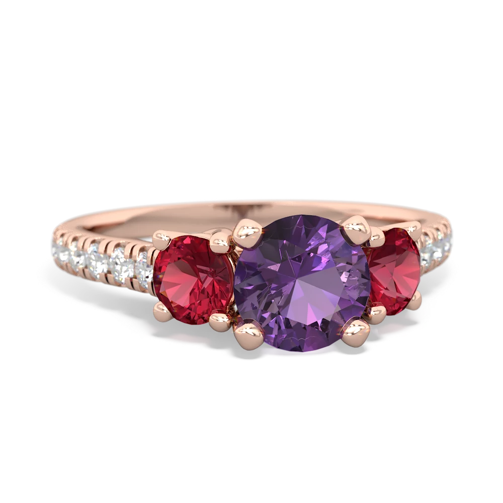 Amethyst Pave Trellis 14K Rose Gold ring R5500