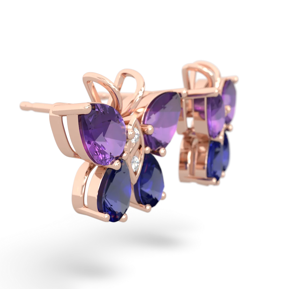 Amethyst Butterfly 14K Rose Gold earrings E2215