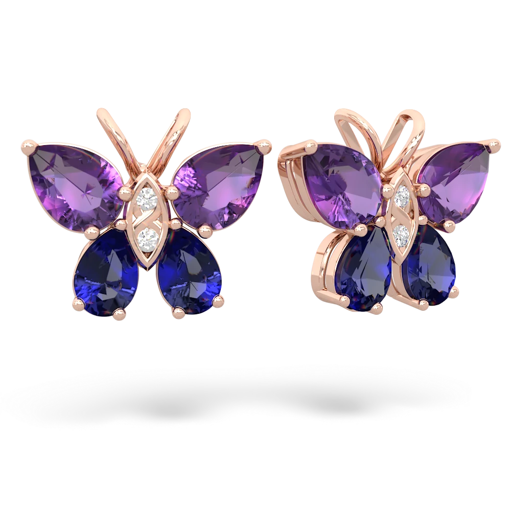 Amethyst Butterfly 14K Rose Gold earrings E2215