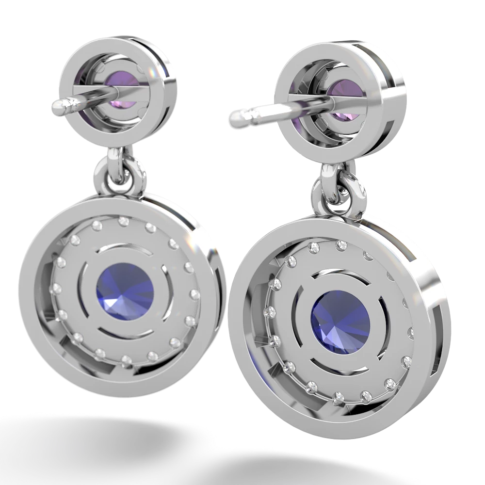 Amethyst Halo Dangle 14K White Gold earrings E5319