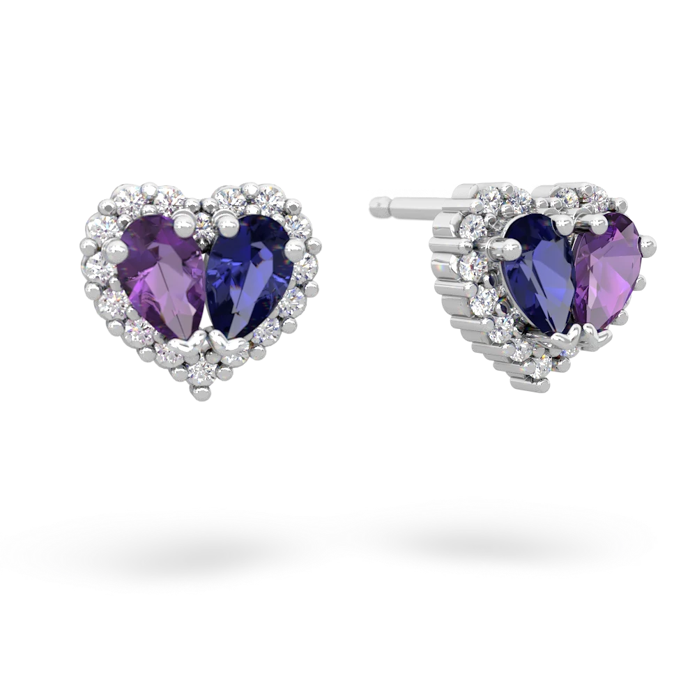 Amethyst Halo 14K White Gold earrings E7008