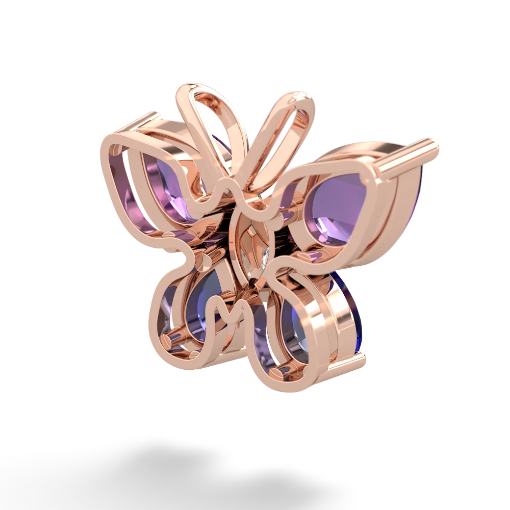 Amethyst Butterfly 14K Rose Gold pendant P2215