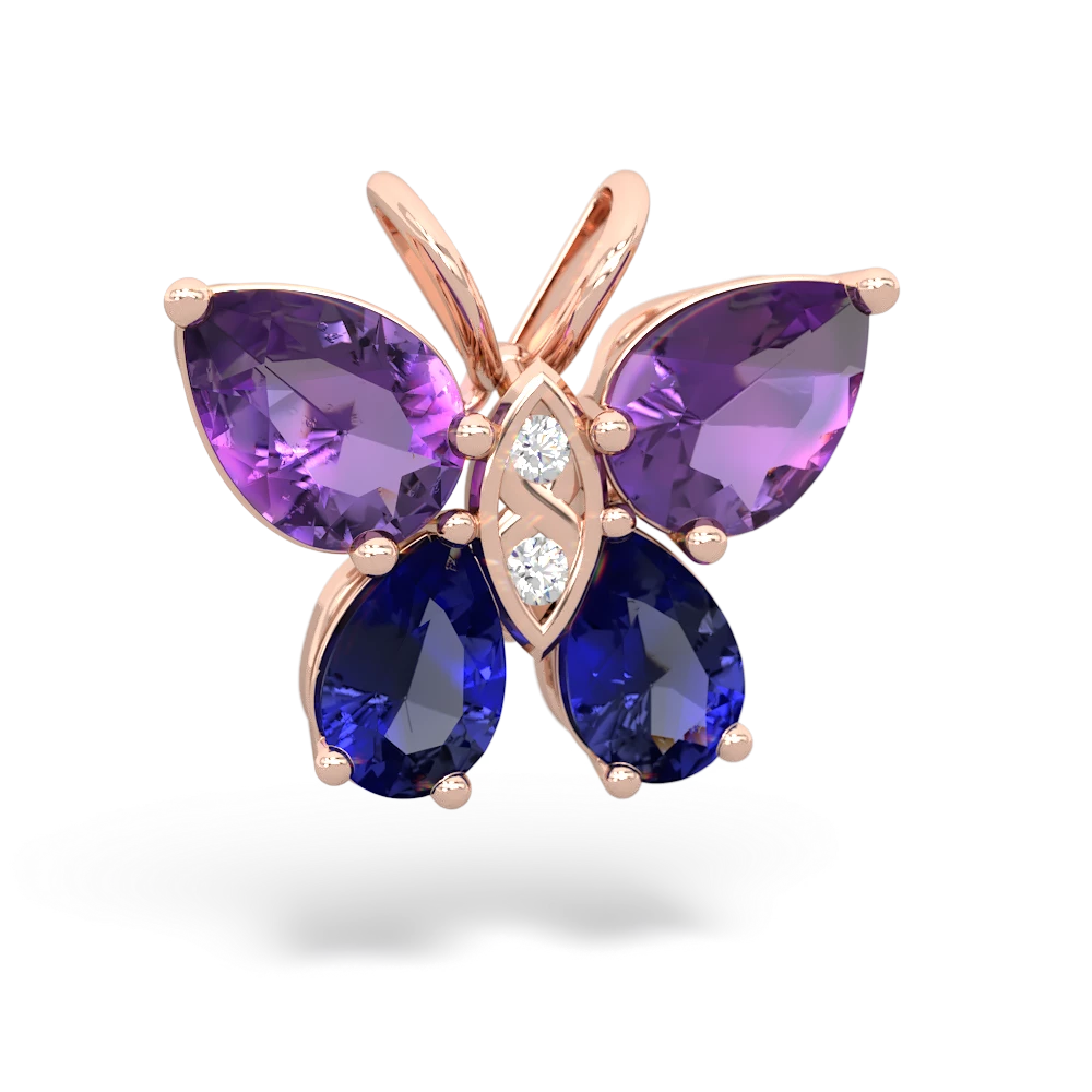 Amethyst Butterfly 14K Rose Gold pendant P2215