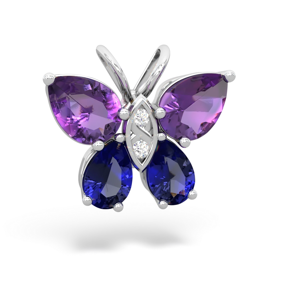 Amethyst Butterfly 14K White Gold pendant P2215