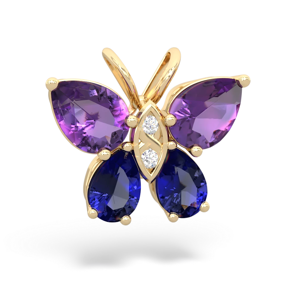 Amethyst Butterfly 14K Yellow Gold pendant P2215