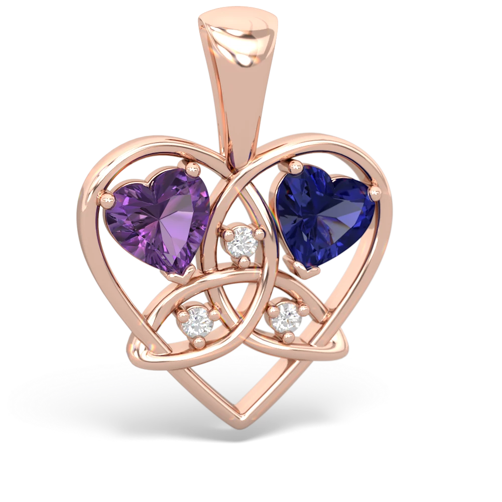 Amethyst Celtic Trinity Heart 14K Rose Gold pendant P5331