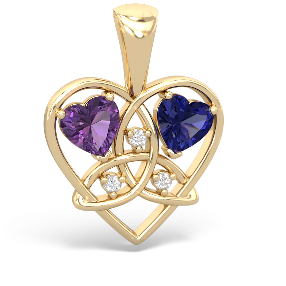 Amethyst Celtic Trinity Heart 14K Yellow Gold pendant P5331