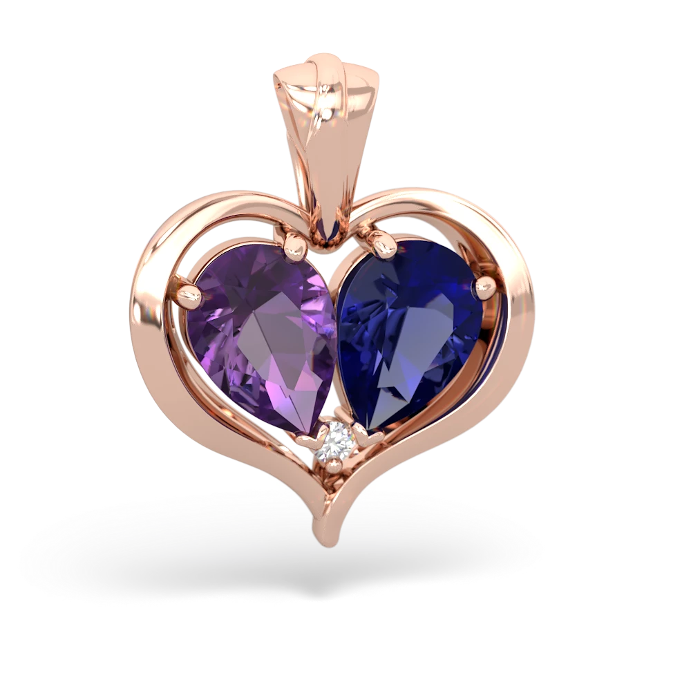 Amethyst Two Become One 14K Rose Gold pendant P5330