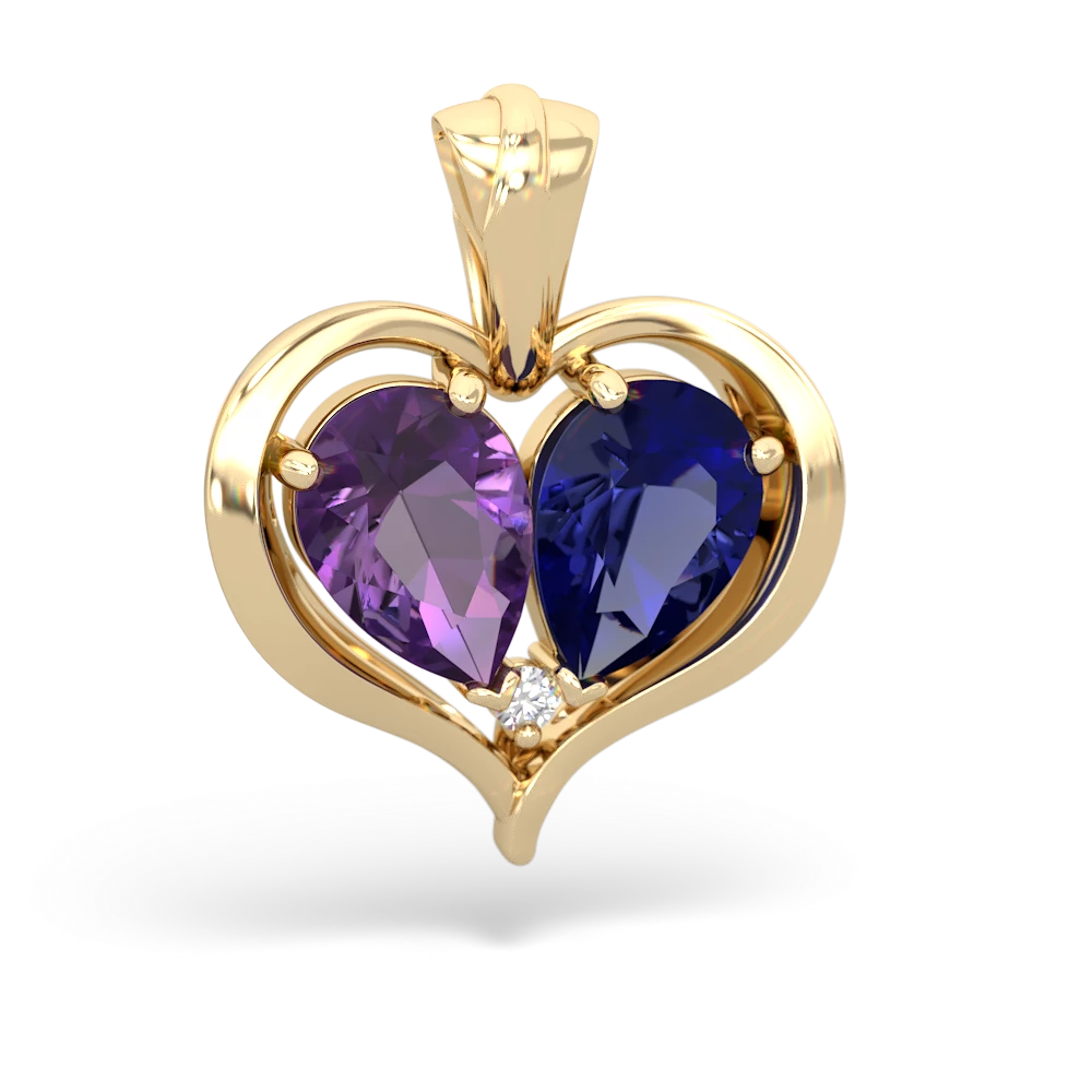 Amethyst Two Become One 14K Yellow Gold pendant P5330