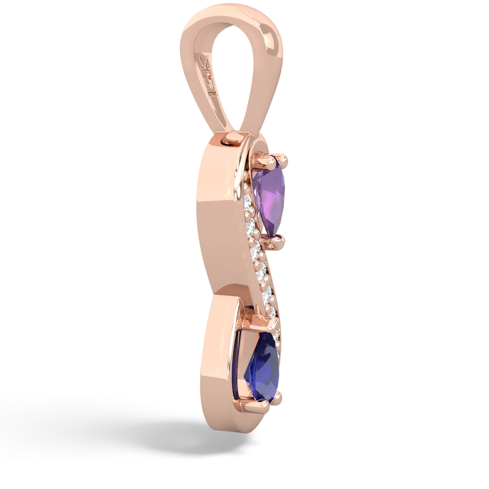 Amethyst Diamond Infinity 14K Rose Gold pendant P5390