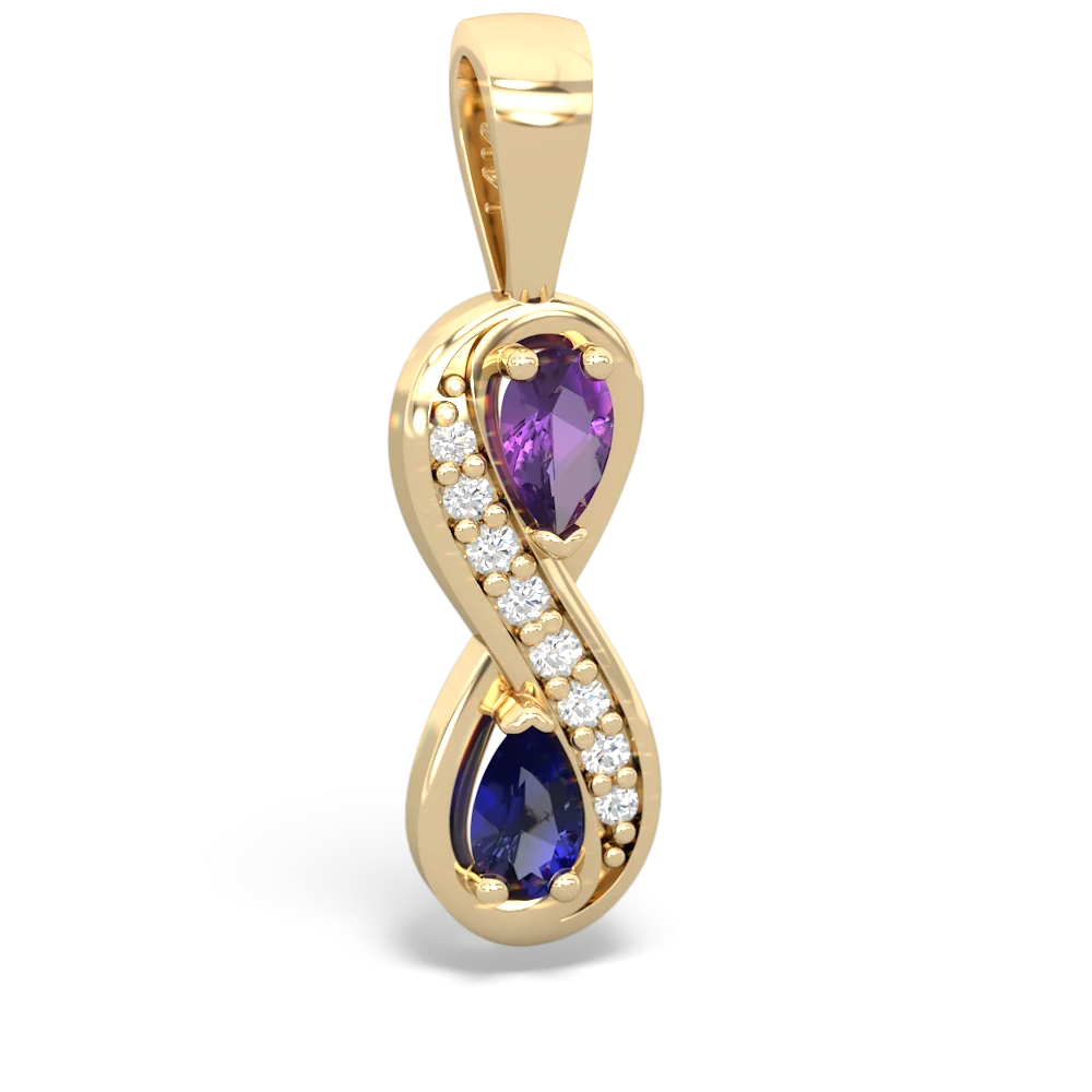 Amethyst Diamond Infinity 14K Yellow Gold pendant P5390