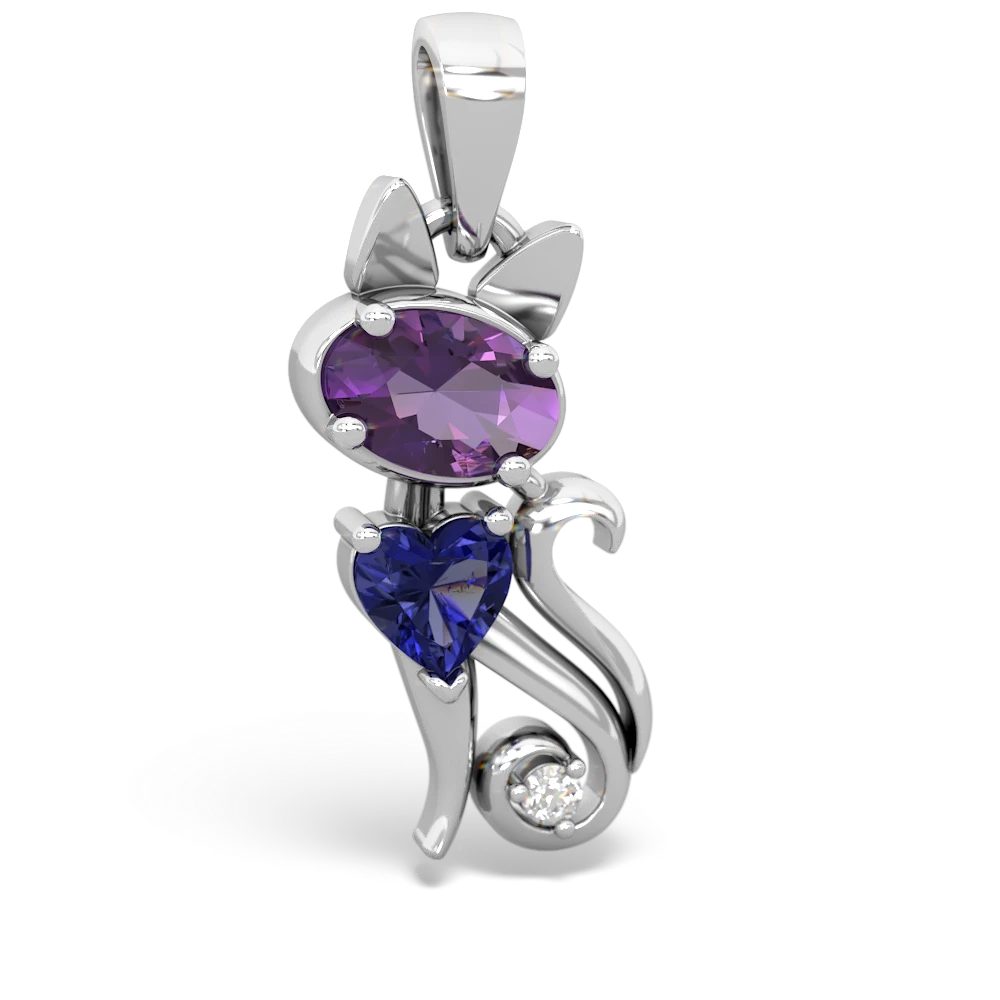 Amethyst Kitten 14K White Gold pendant P5780