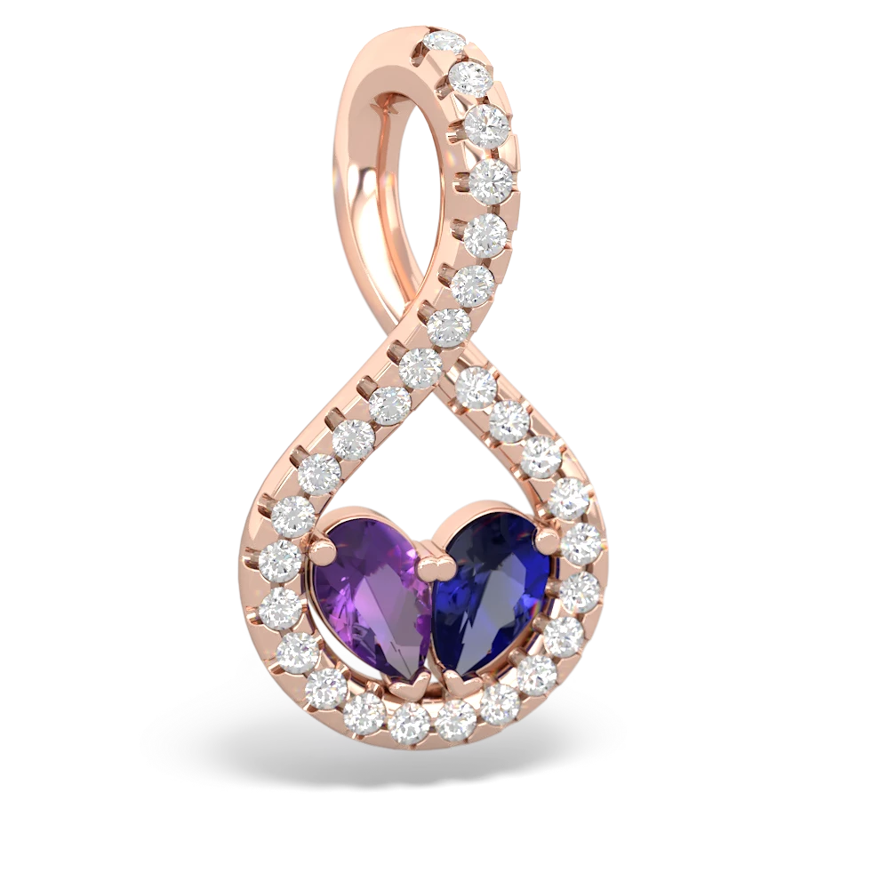 Amethyst Pave Twist 'One Heart' 14K Rose Gold pendant P5360