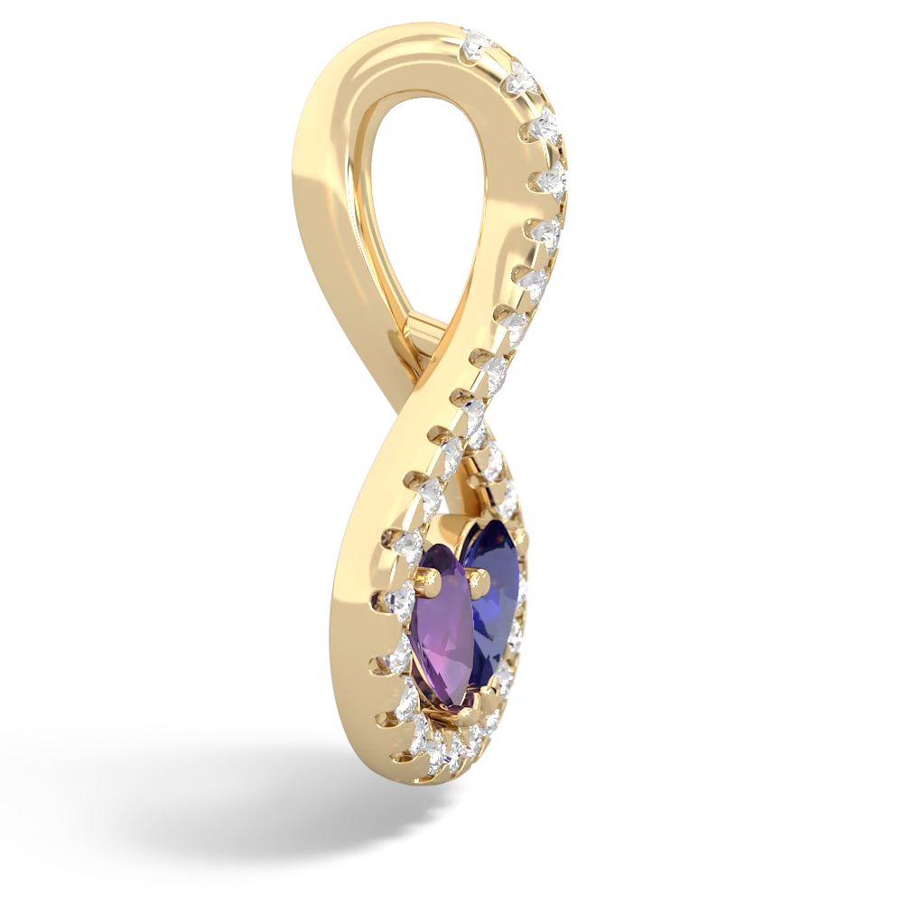 Amethyst Pave Twist 'One Heart' 14K Yellow Gold pendant P5360