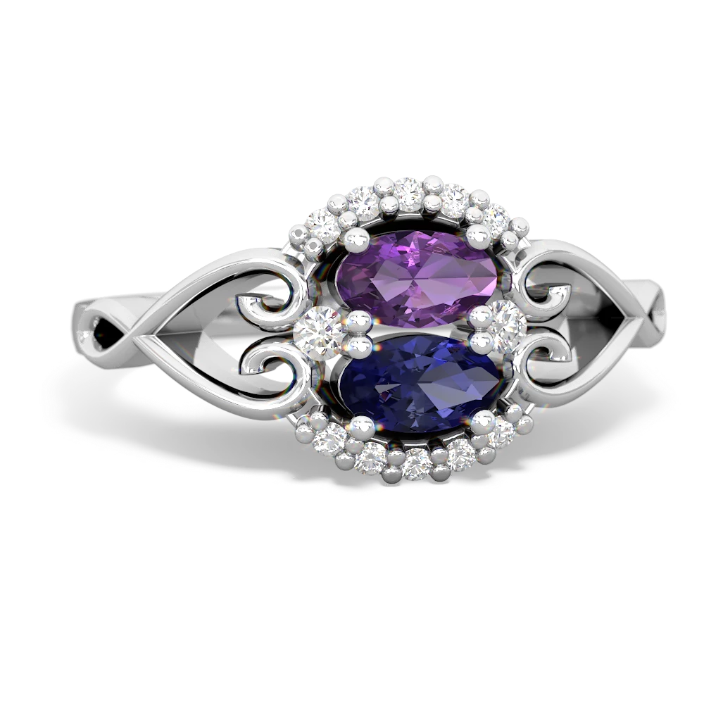 Amethyst Love Nest 14K White Gold ring R5860