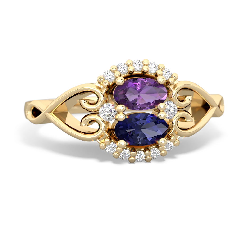 Amethyst Love Nest 14K Yellow Gold ring R5860