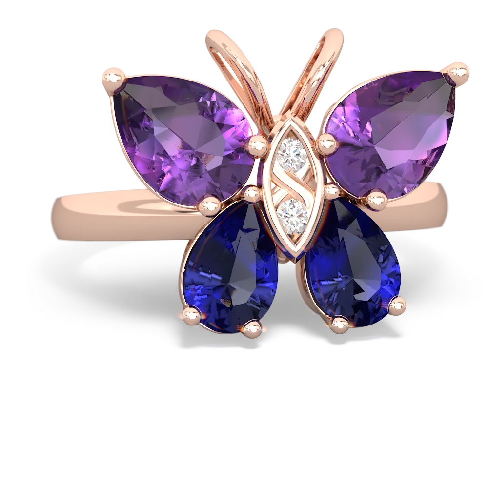 Amethyst Butterfly 14K Rose Gold ring R2215