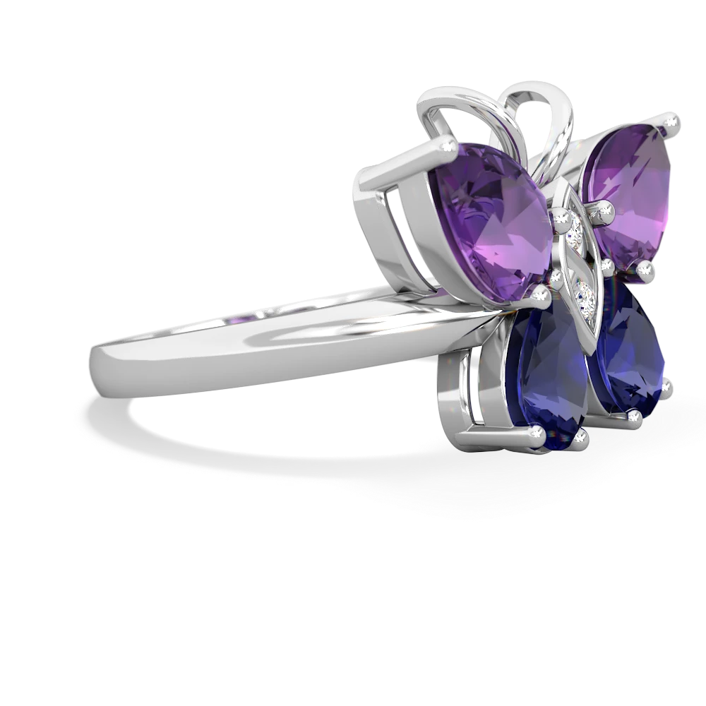 Amethyst Butterfly 14K White Gold ring R2215