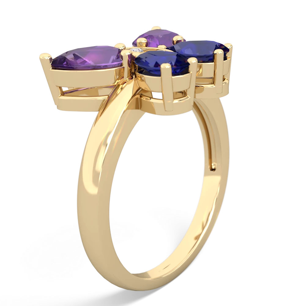 Amethyst Butterfly 14K Yellow Gold ring R2215