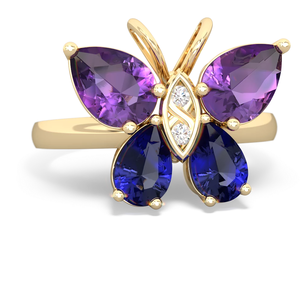 Amethyst Butterfly 14K Yellow Gold ring R2215