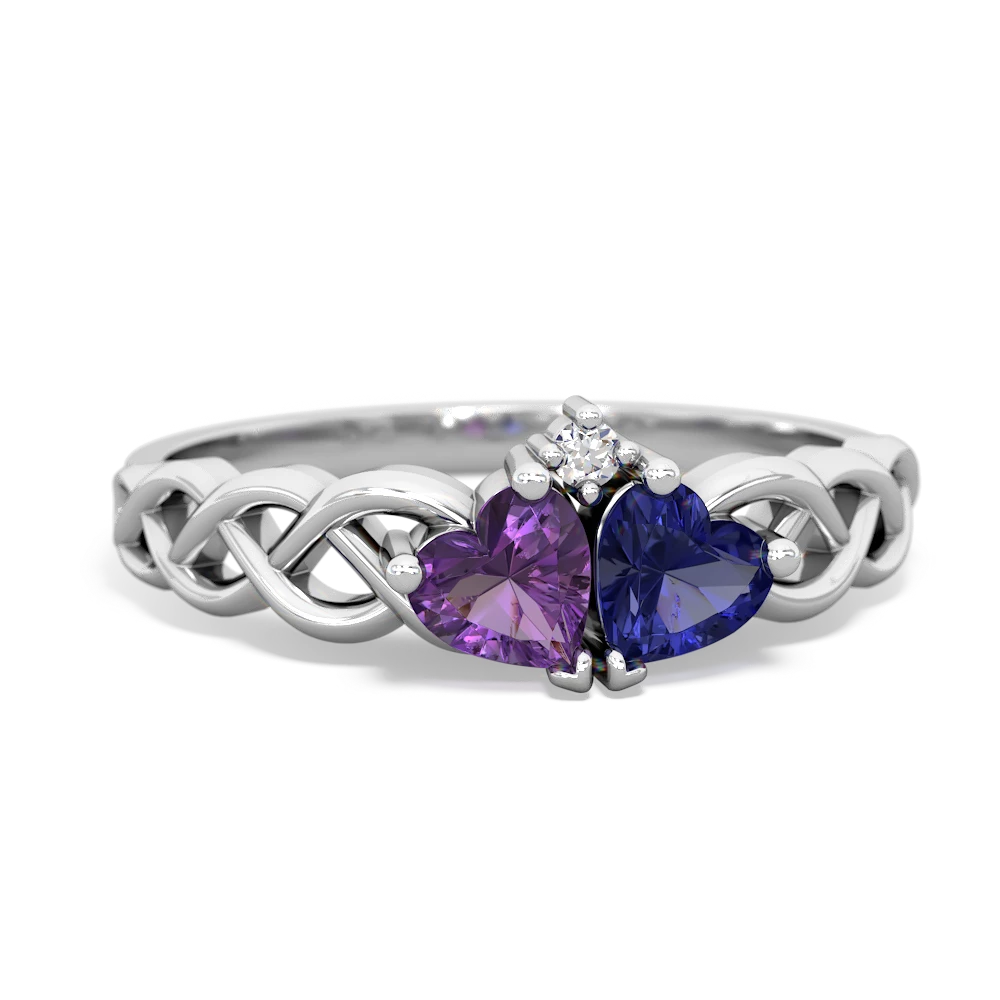 Amethyst Heart To Heart Braid 14K White Gold ring R5870