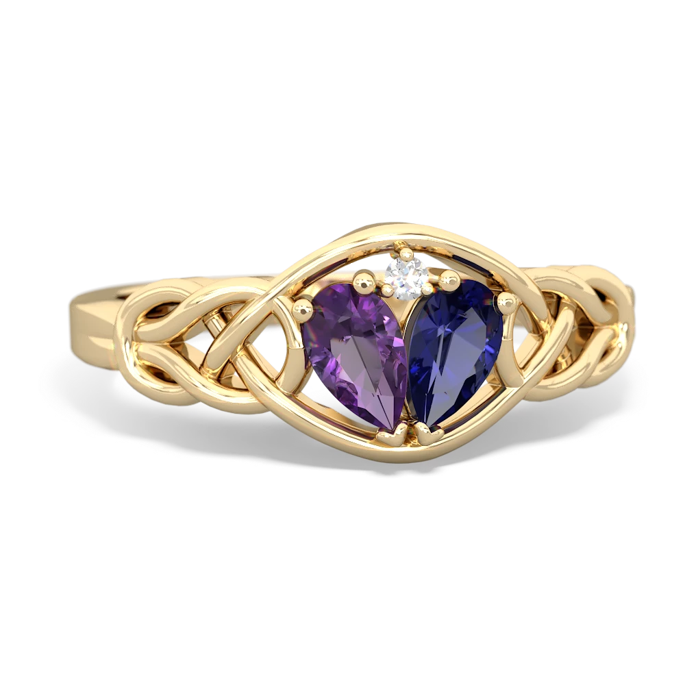 Amethyst Celtic Love Knot 14K Yellow Gold ring R5420