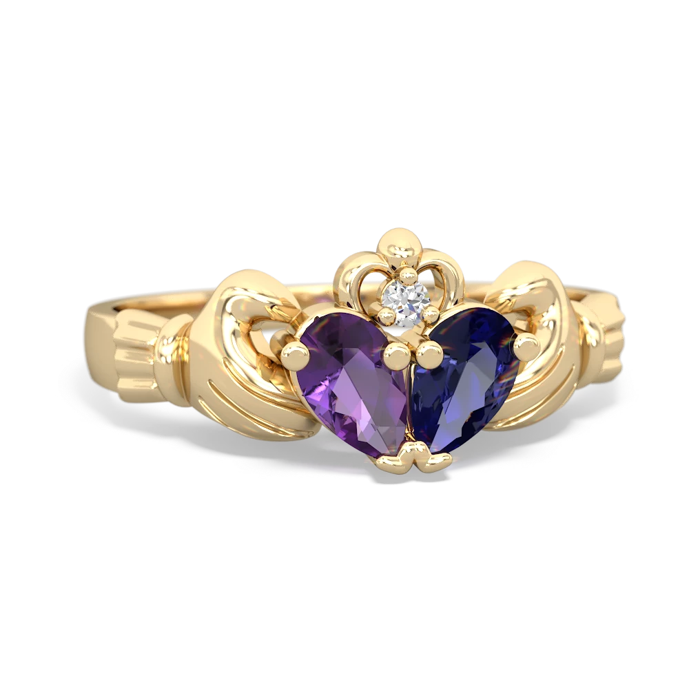 Amethyst 'Our Heart' Claddagh 14K Yellow Gold ring R2388