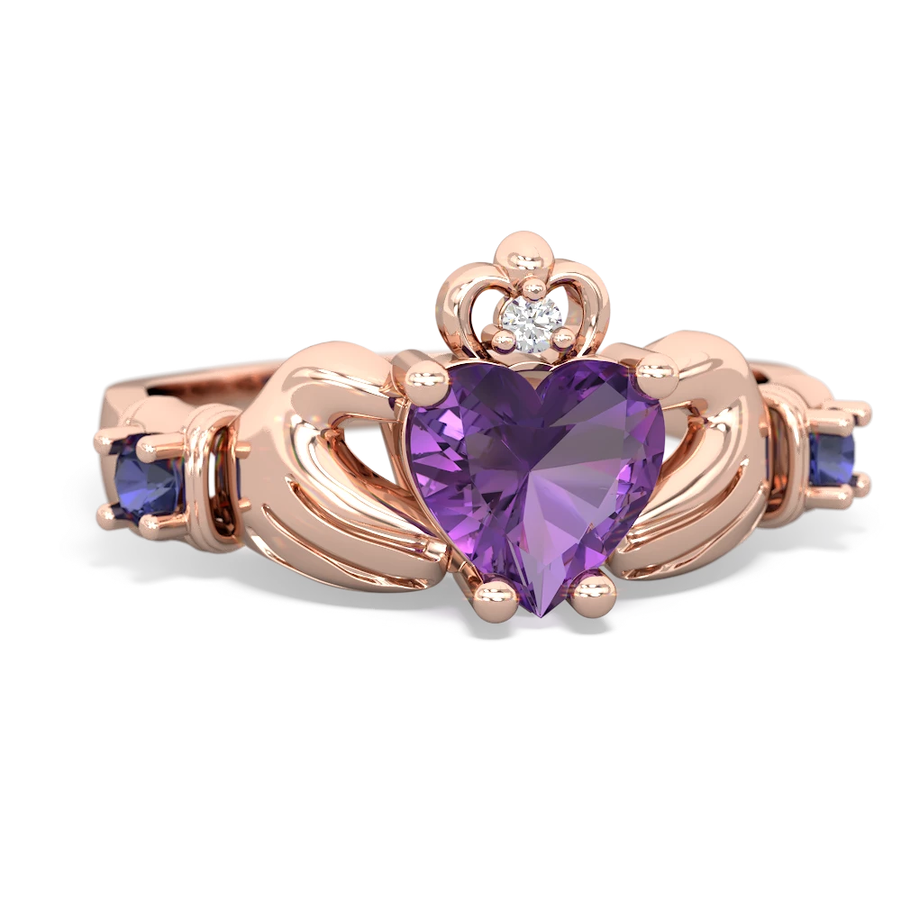 Amethyst Claddagh Keepsake 14K Rose Gold ring R5245