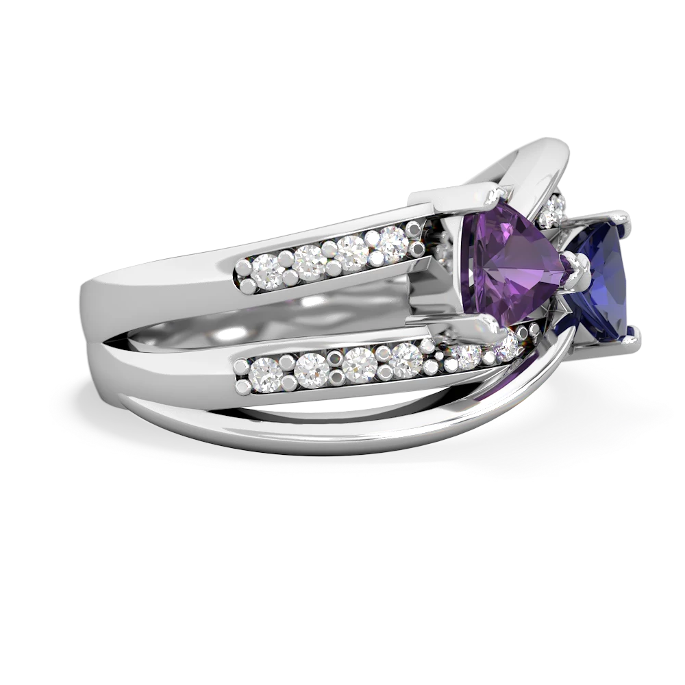 Amethyst Bowtie 14K White Gold ring R2360