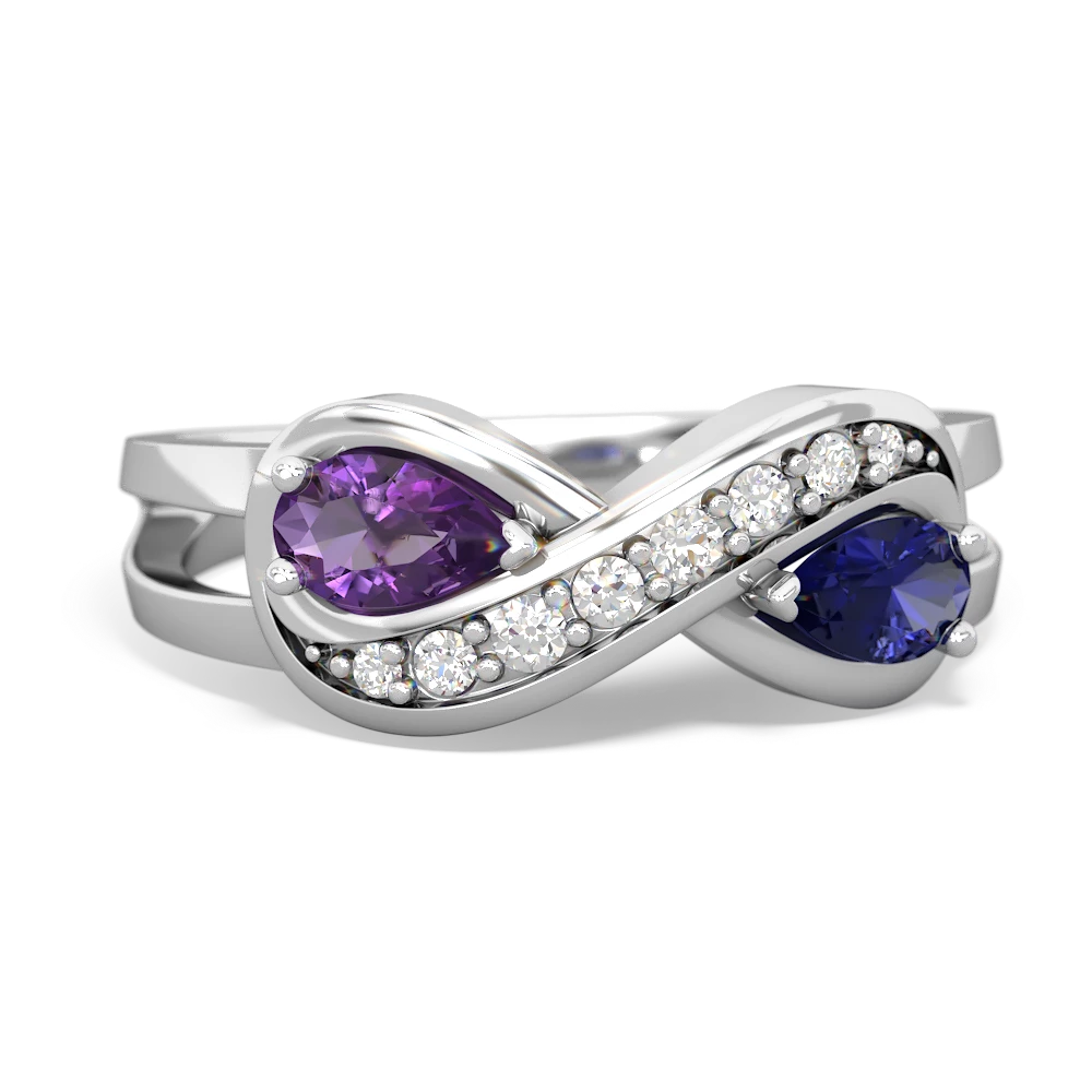 Amethyst Diamond Infinity 14K White Gold ring R5390