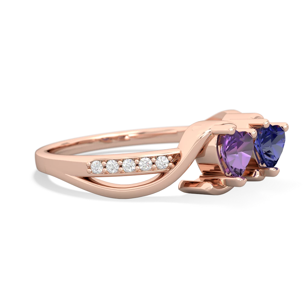 Amethyst Side By Side 14K Rose Gold ring R3090