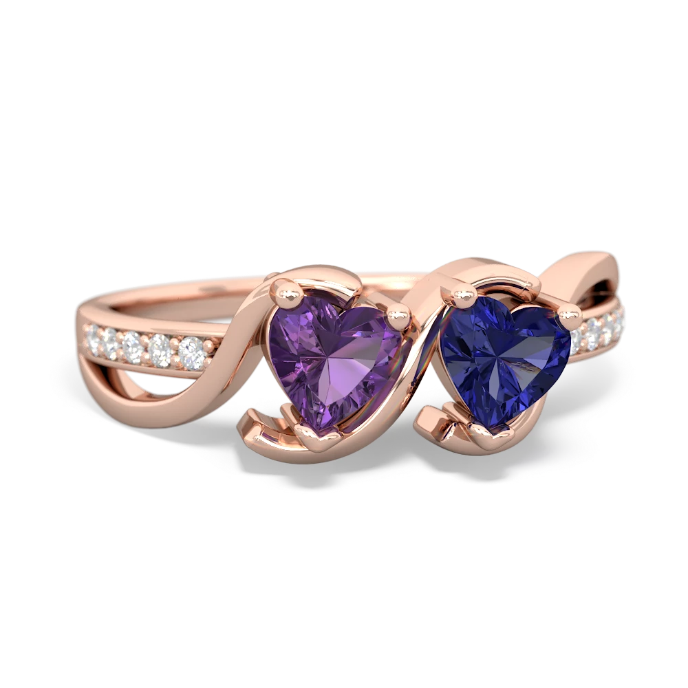 Amethyst Side By Side 14K Rose Gold ring R3090