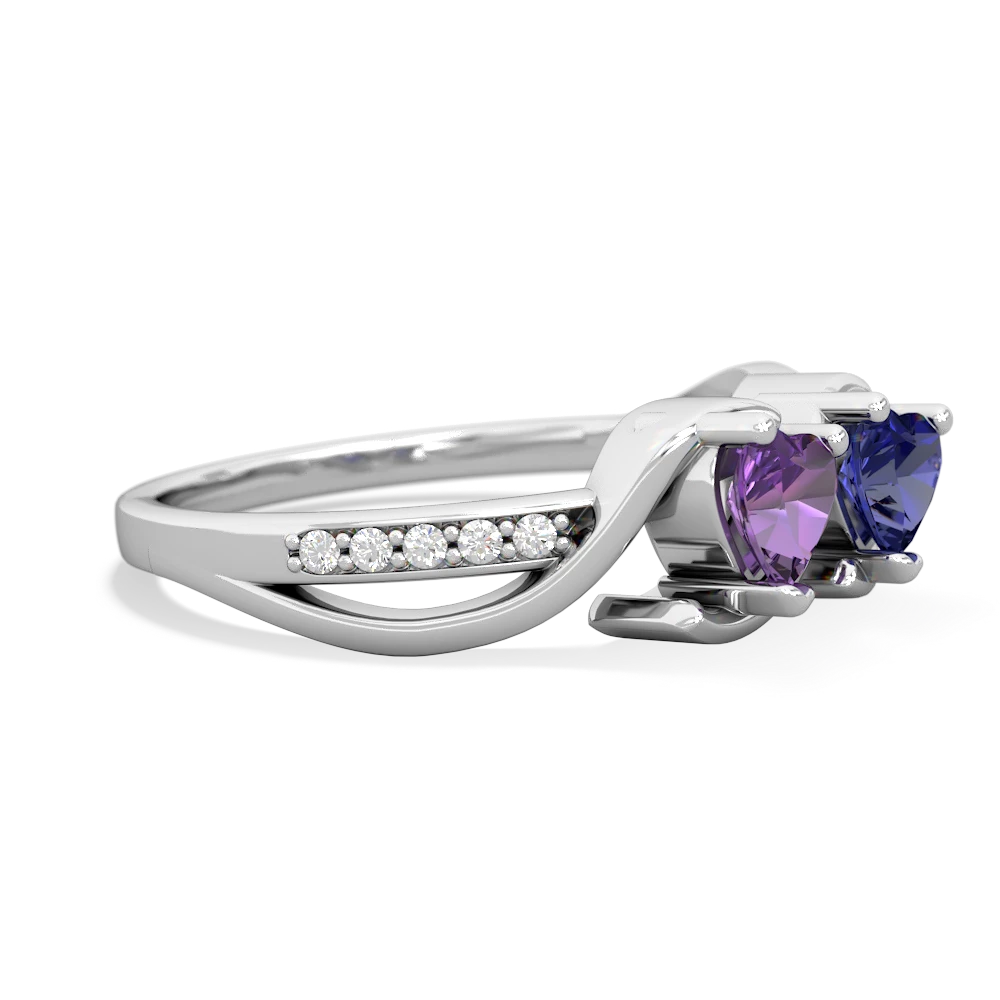 Amethyst Side By Side 14K White Gold ring R3090