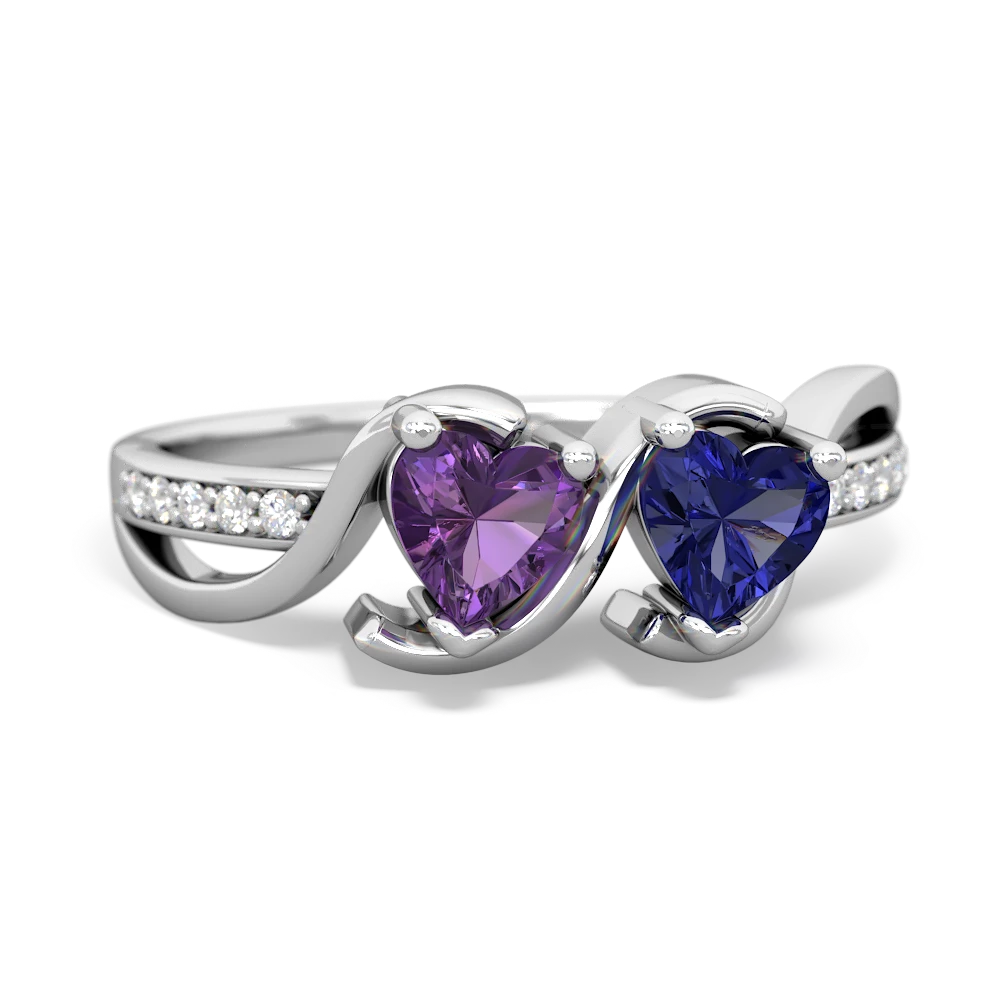 Amethyst Side By Side 14K White Gold ring R3090